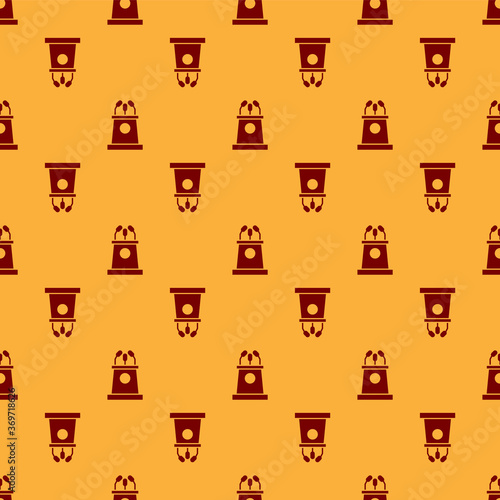 Red Stage stand or debate podium rostrum icon isolated seamless pattern on brown background. Conference speech tribune. Vector Illustration.