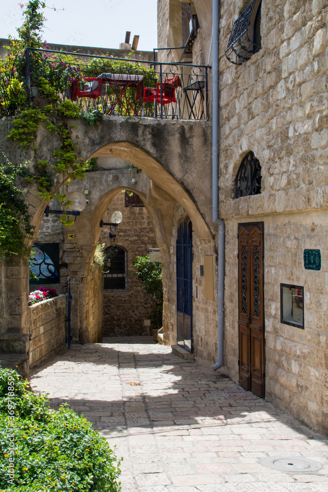 Old historic streets in Jaffa, Israel