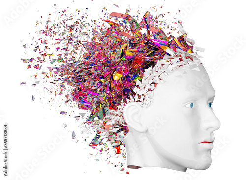 colorful Head of man And 3d Pixels As Hair   © pixtawan
