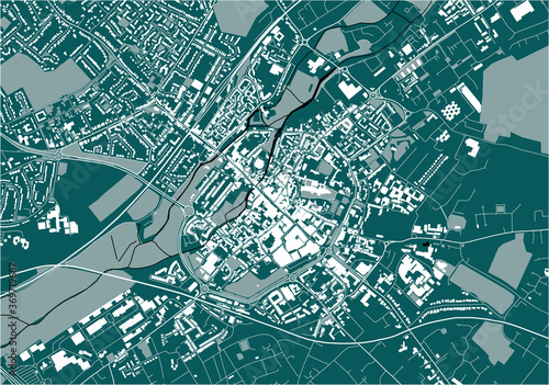 map of the city of Canterbury, Kent, UK