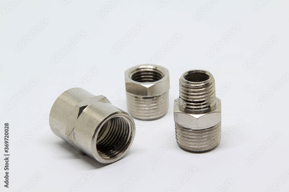 Fittings for water pipes isolated on white background. Fittings for water pipes isolated on white background.