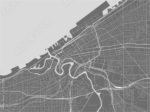 map of the city of Cleveland, Ohio, USA