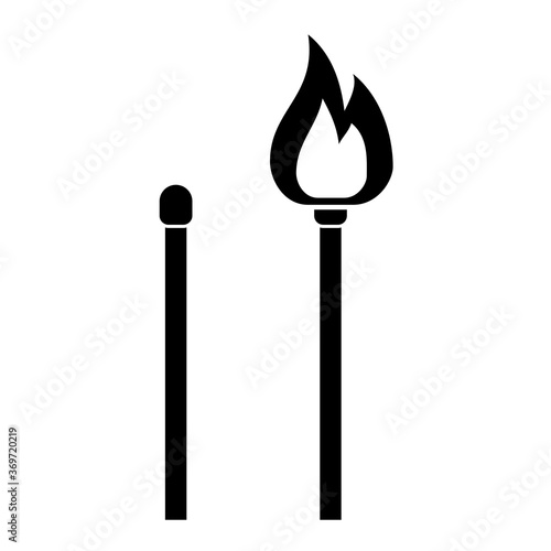 Match with fire icon isolated on white background. Vector illustration