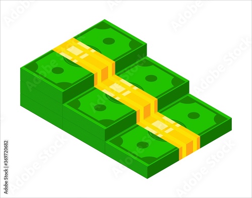Isometric banknote stairs. Money steps or cash flow stairs