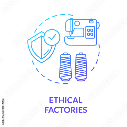 Ethical factories blue gradient concept icon. Textile supplier. Zero waste manufacture. Sustainable production of material idea thin line illustration. Vector isolated outline RGB color drawing