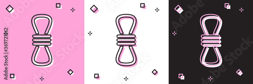 Set Climber rope icon isolated on pink and white, black background. Extreme sport. Sport equipment. Vector Illustration.