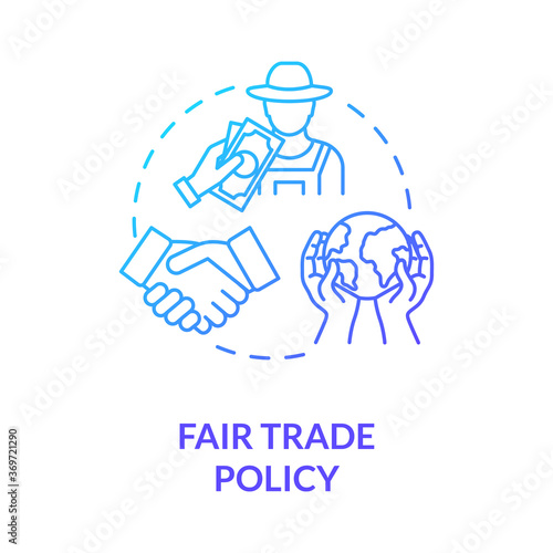 Fototapeta Naklejka Na Ścianę i Meble -  Fair trade policy blue gradient concept icon. Professional partnership and corporate networking. Responsible business idea thin line illustration. Vector isolated outline RGB color drawing