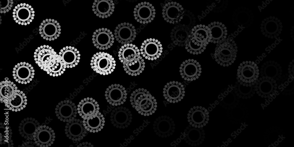 Dark gray vector backdrop with virus symbols.