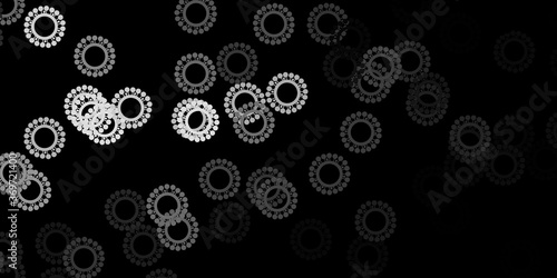 Dark gray vector backdrop with virus symbols.