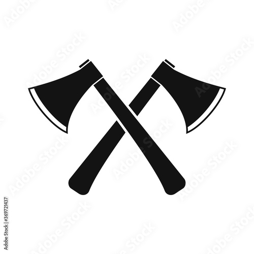 Crossed black axes icon isolated on white background. Vector illustration