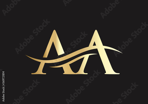 AA Letter Linked Logo for business and company identity. Creative Letter AA Logo Vector Template.
 photo