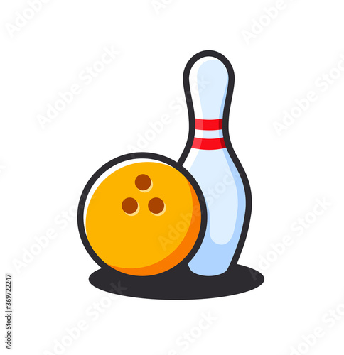Bowling pins with ball icon. Bowling game. Bowling ball and pin icon. Simple icon skittles with ball. Logo template. Bowling club, tournaments. Vector icon. Transparent background.