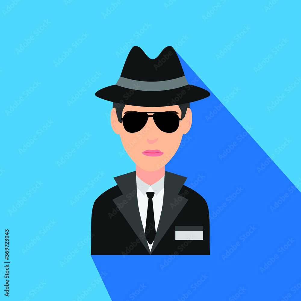 Secret Agent Male Man Creative Colorful Character Design Vector Icon Flat