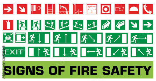 Fire safety icon set.