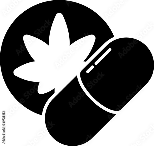Black Herbal ecstasy tablets icon isolated on white background. Vector Illustration.
