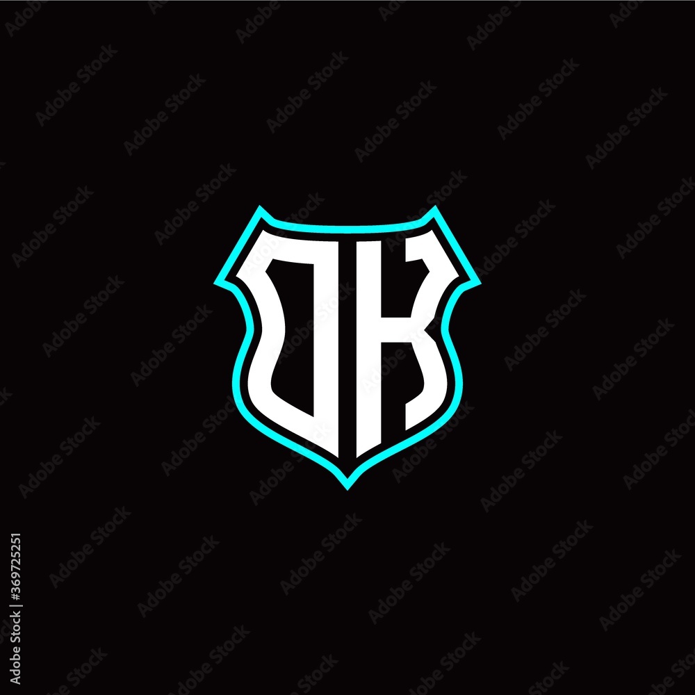 O K initials monogram logo shield designs modern