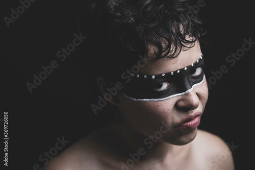 portrait of a girl in a black mask