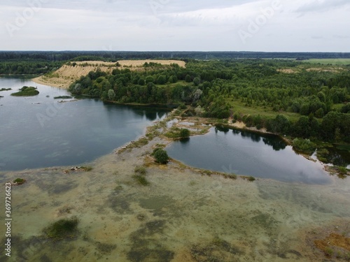 Old flooded sand pit aerial photo photo