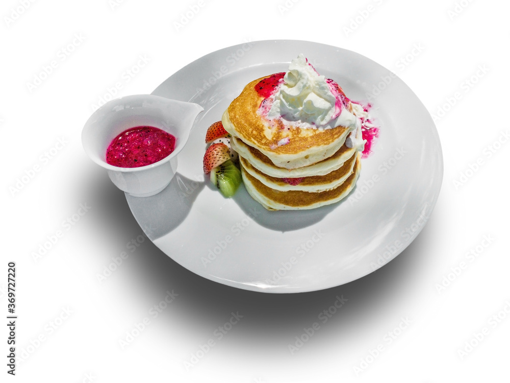 Pancake with strawberry and kiwi fruit Pancake with strawberry and kiwi fruit