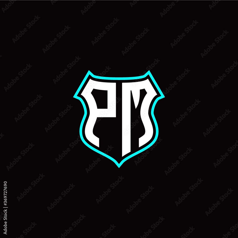 P M initials monogram logo shield designs modern