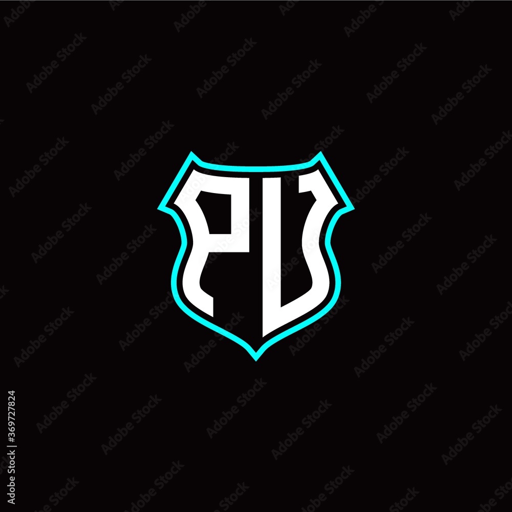 P U initials monogram logo shield designs modern