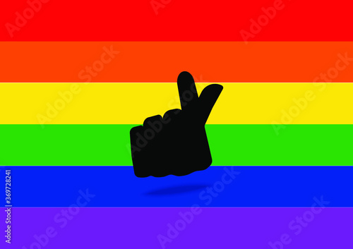 black mini heart symbol for Lesbian, Gay, Bisexual, Transgender, Queer concept on rainbow flag isolated background, LGBTQ symbol, Gender identity, Gender expression, creative design vector illustratio