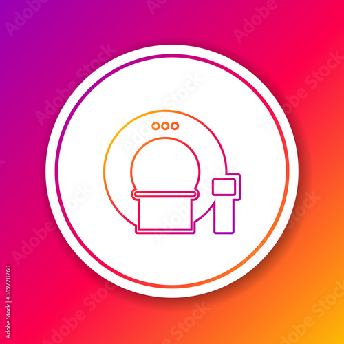 Color line Tomography icon isolated on color background. Medical scanner, radiation. Diagnosis, radiology, magnetic resonance therapy. Circle white button. Vector Illustration.