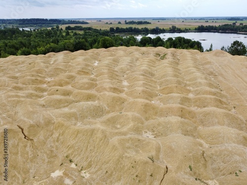 Old flooded sand pit aerial photo photo