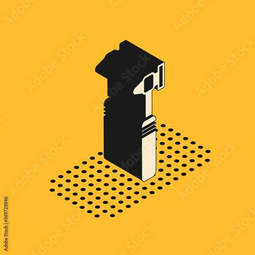 Isometric Medical otoscope tool icon isolated on yellow background. Medical instrument. Vector Illustration.