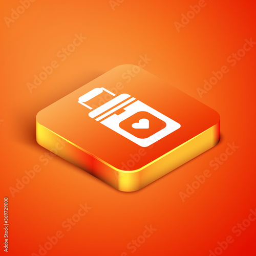 Isometric Cooler box for human organs transportation icon isolated on orange background. Organ transplantation concept. Organ container. Vector Illustration.