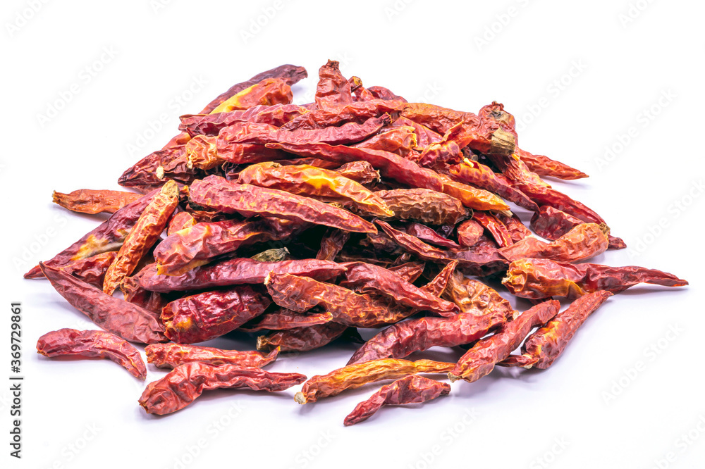 Close up dried red chili pepper isolate on white background. Close up dried red chili pepper isolate on white background.
