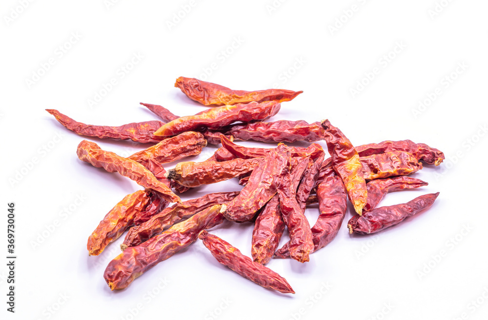 Close up dried red chili pepper isolate on white background. Close up dried red chili pepper isolate on white background.