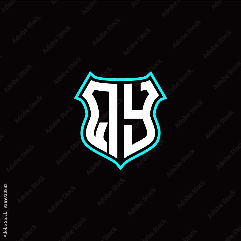 Q Y initials monogram logo shield designs modern
