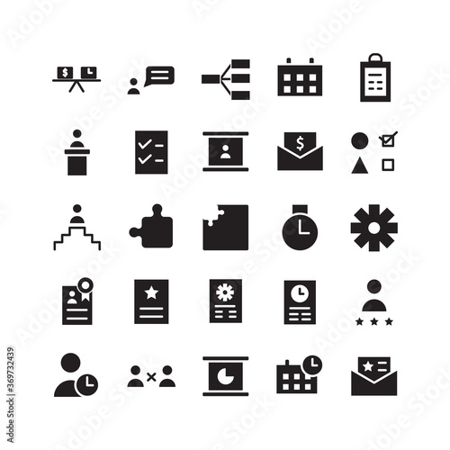 Project Management icon set vector solid for website, mobile app, presentation, social media. Suitable for user interface and user experience.