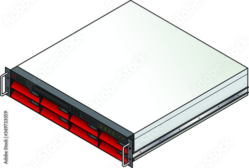 Rack-mount server component: a 2u blade server with 8 blades installed. photo