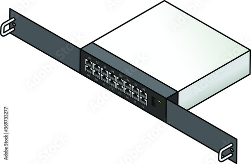 A 16-port Ethernet 1u rack mount network switch.
