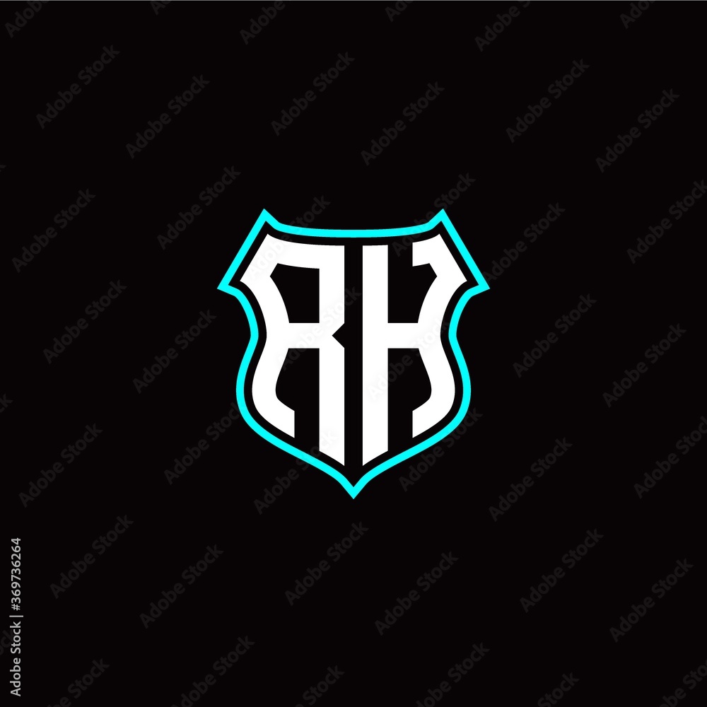 R H initials monogram logo shield designs modern
