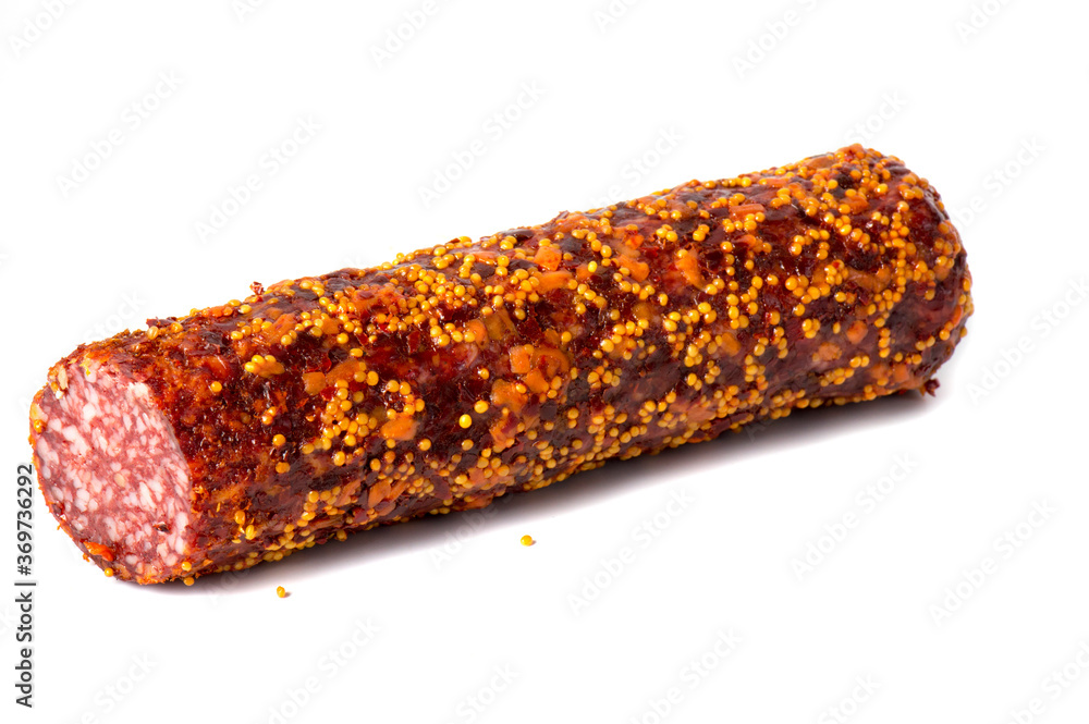 salami smoked sausage isolated on white background