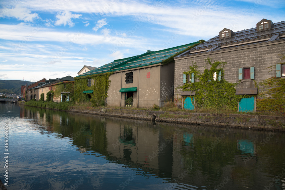 The canals and warehouses of Otaru a local attraction, Hokkaido, Japan