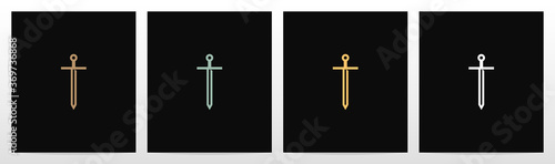 Sword On Letter Logo Design T