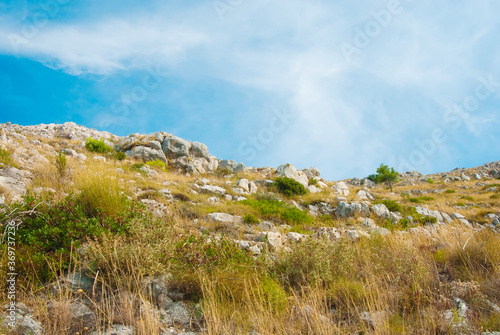 Dry hills under the blue sky in Croatia