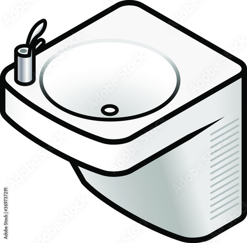 A wall-mounted drinking water fountain.