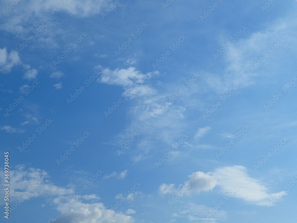 The blue sky with white clouds background and texture