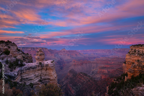 Sunset, Grand Canyon National Park, Arizona, Usa, America