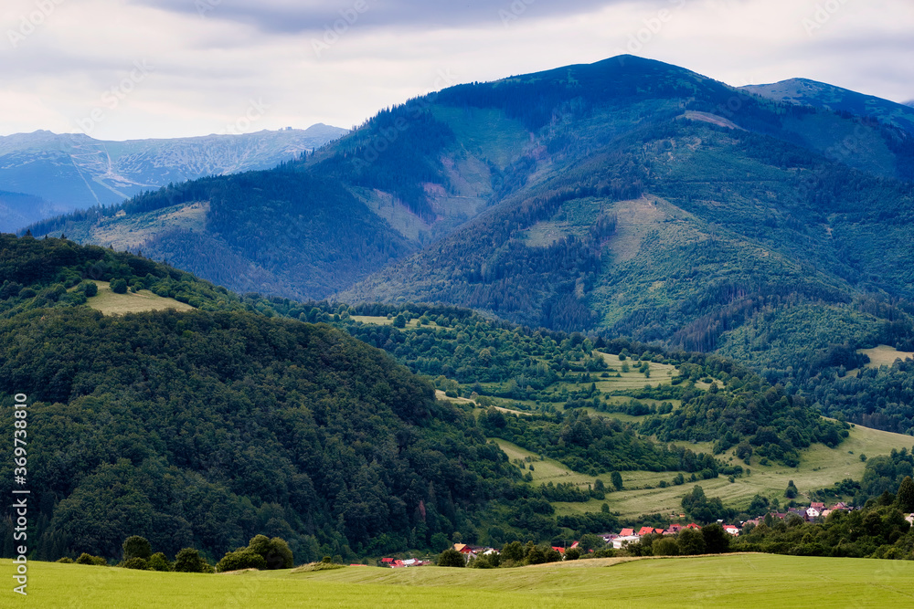Myto pod Dumbierom village and Chopok mountain view, Slovakia