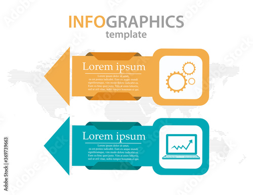 Modern and creative Business Infographic template with 2 elements and shapes. Can be used for process, presentation, education, diagram, workflow layout, info graph, web design. Vector illustration