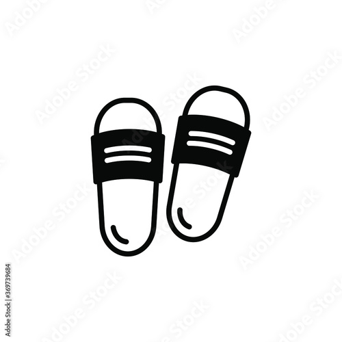 Slipper vector icon. Flip flops sign. Beach sneakers symbol. home shoes simple logo black on white. Sandals Traveling icon. Beach slippers logo