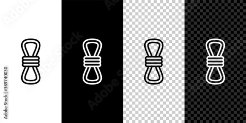 Set line Climber rope icon isolated on black and white background. Extreme sport. Sport equipment. Vector Illustration.