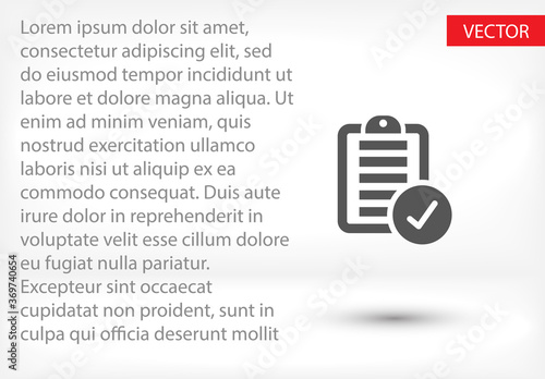 notebook. note sheet. medical form to fill out with a check mark. Form. sheet. confirmed. flat design. the work is done for your use for your purposes and purposes. eps 10 icons vector