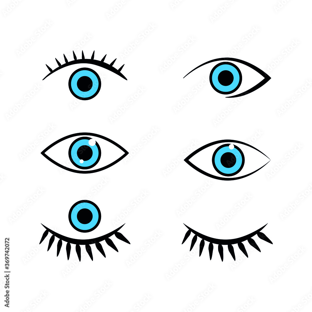 Abstract set of eyes. Open, winking and closed eyes. Branding Identity Corporate Eye Care vector logo design. Vector stock illustration. Abstract set of eyes. Open, winking and closed eyes. Branding Identity Corporate Eye Care vector logo design. Vector stock illustration.